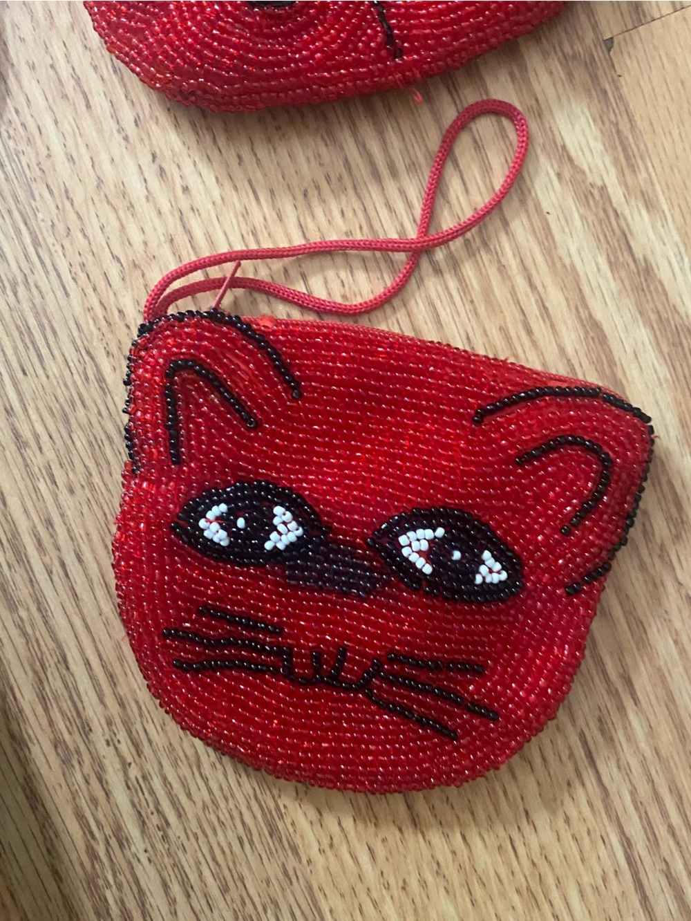 Red Beaded Cat changeBag - Women's Wallet